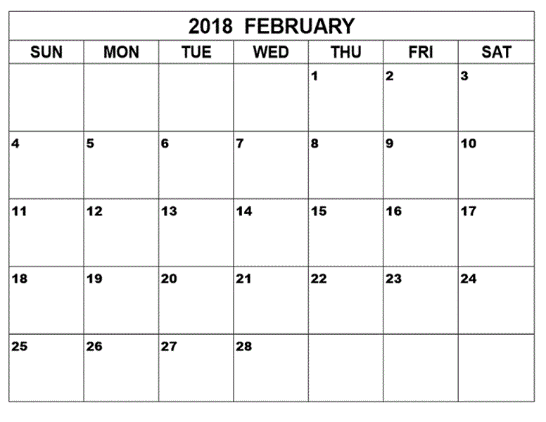 February 2018 Printable Calendar download for free