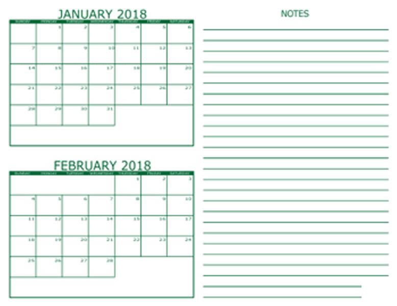 February January 2018 Calendar