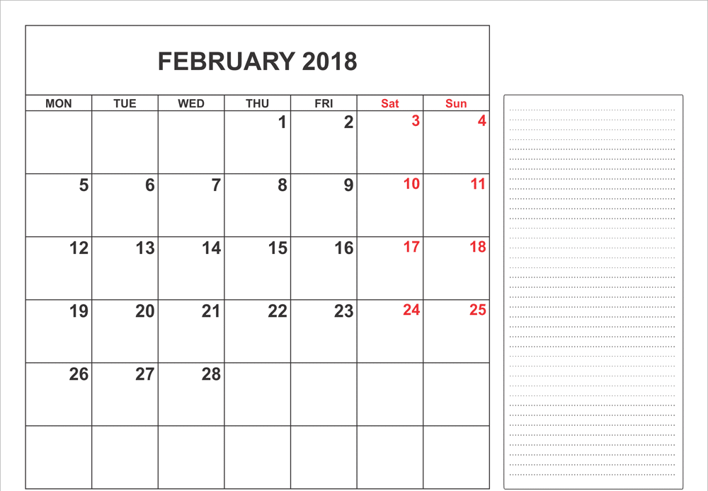 February Calendar 2018 free images