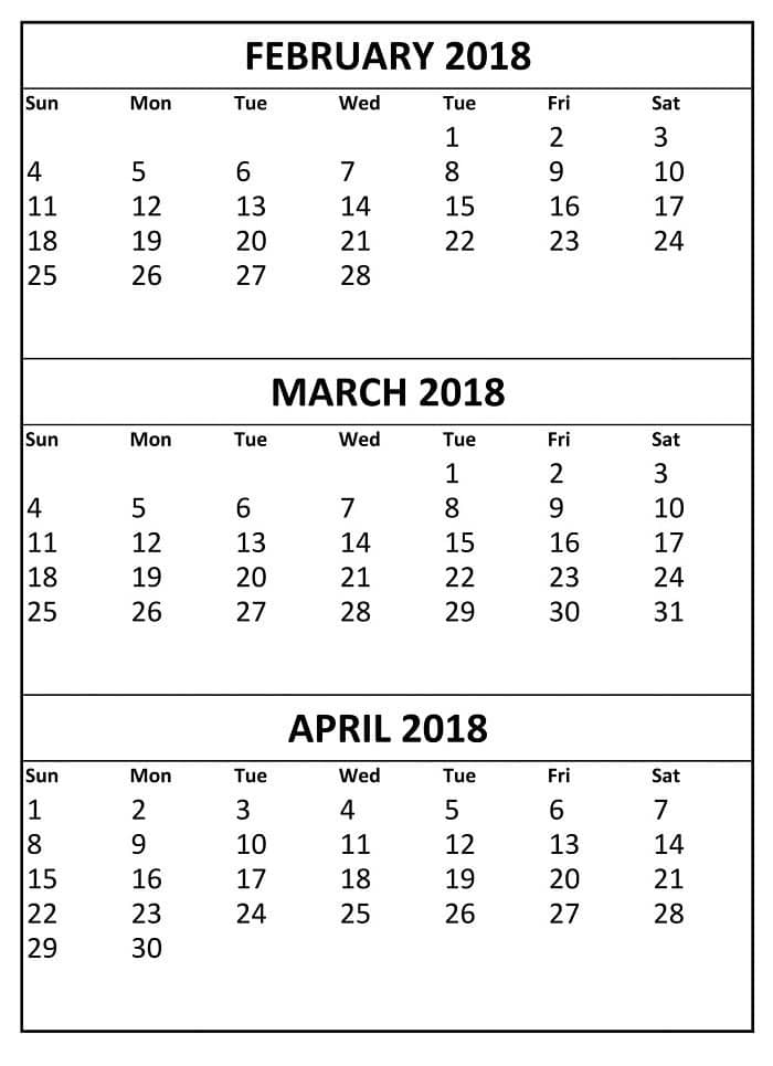 March April 2018 Calendar Printable Pdf, Word Free | Oppidan Library