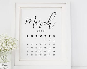 Monthly March 2018 Blank Calendar
