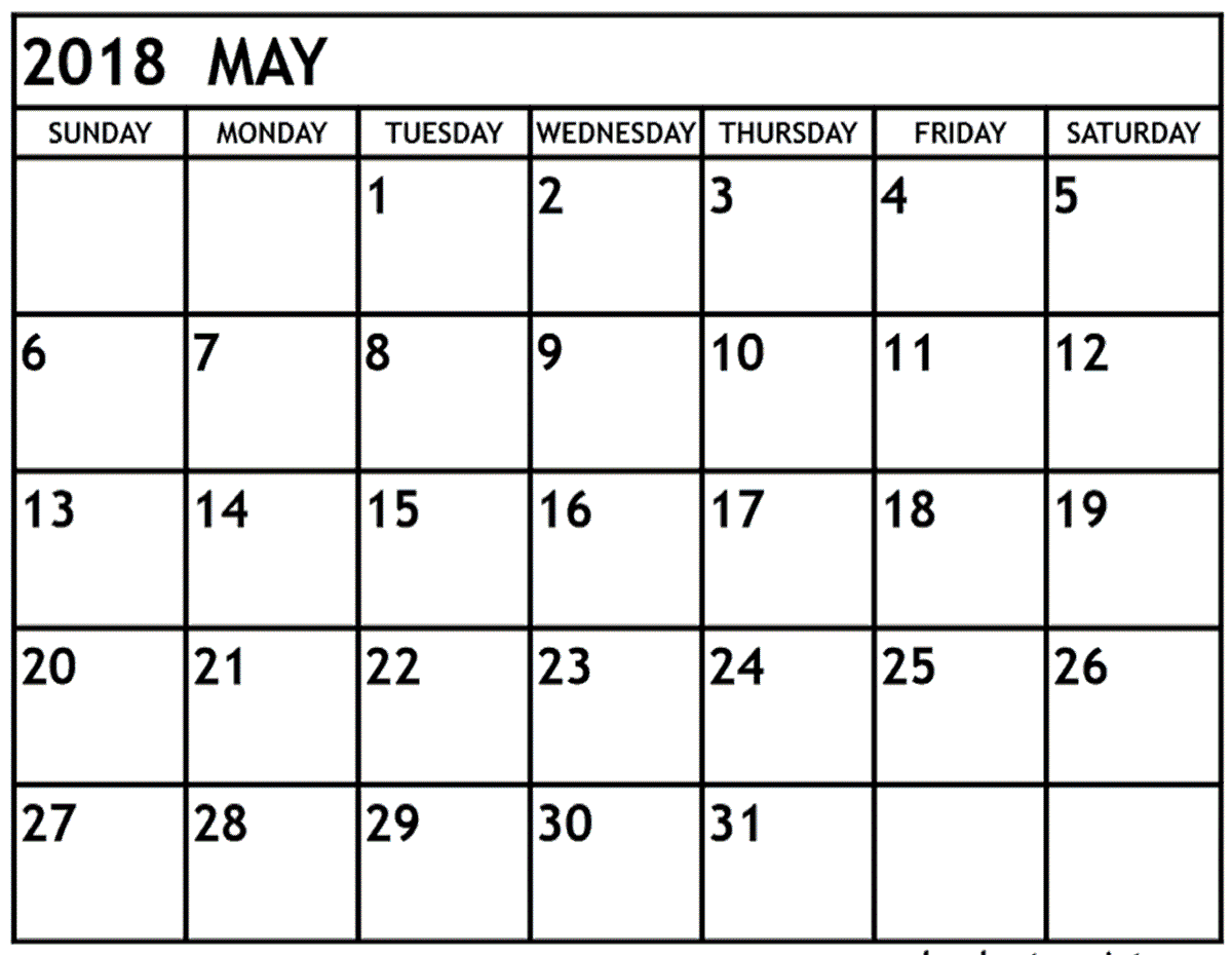 2018 May Calendar Printable2018 May Calendar Printable