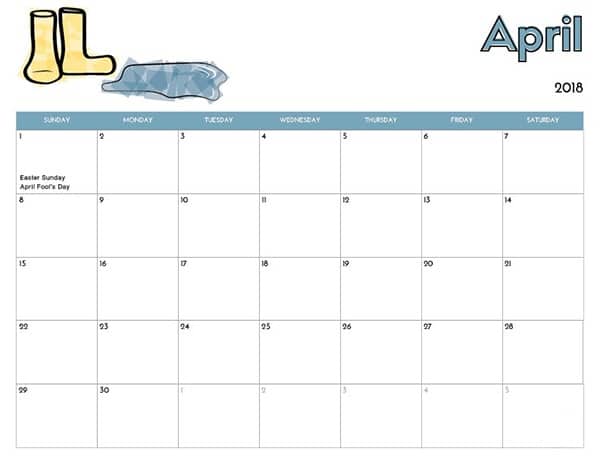 April Calendar Printable