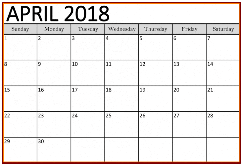 April Calendar Template