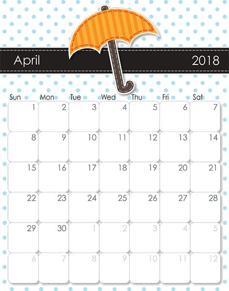 April Calendar Printable