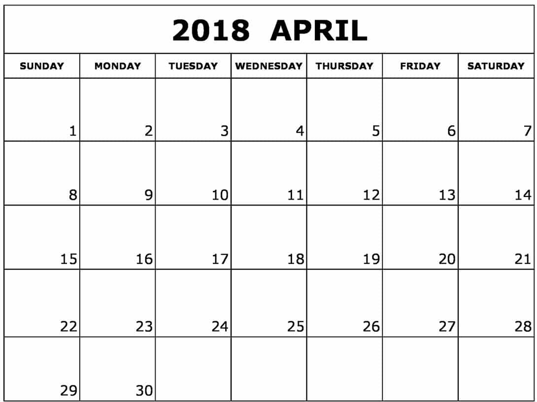 April Calendar Printable