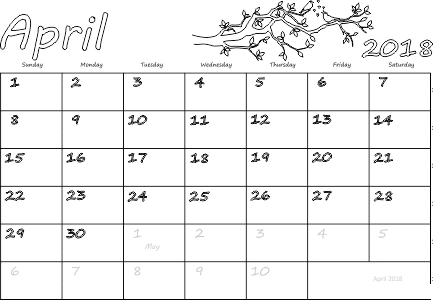 April Calendar Printable