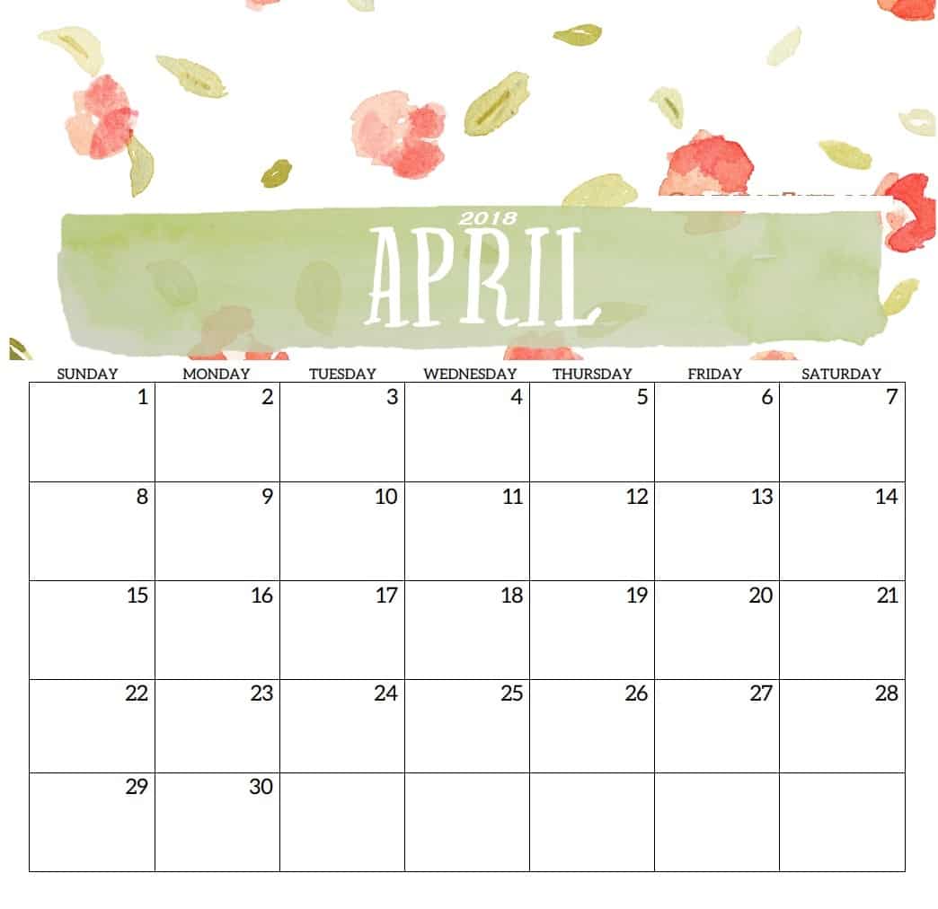 April Calendar Printable