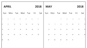 April May Calendar 