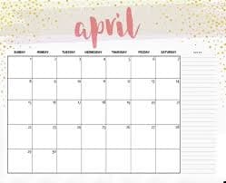 Blank April Calendar 