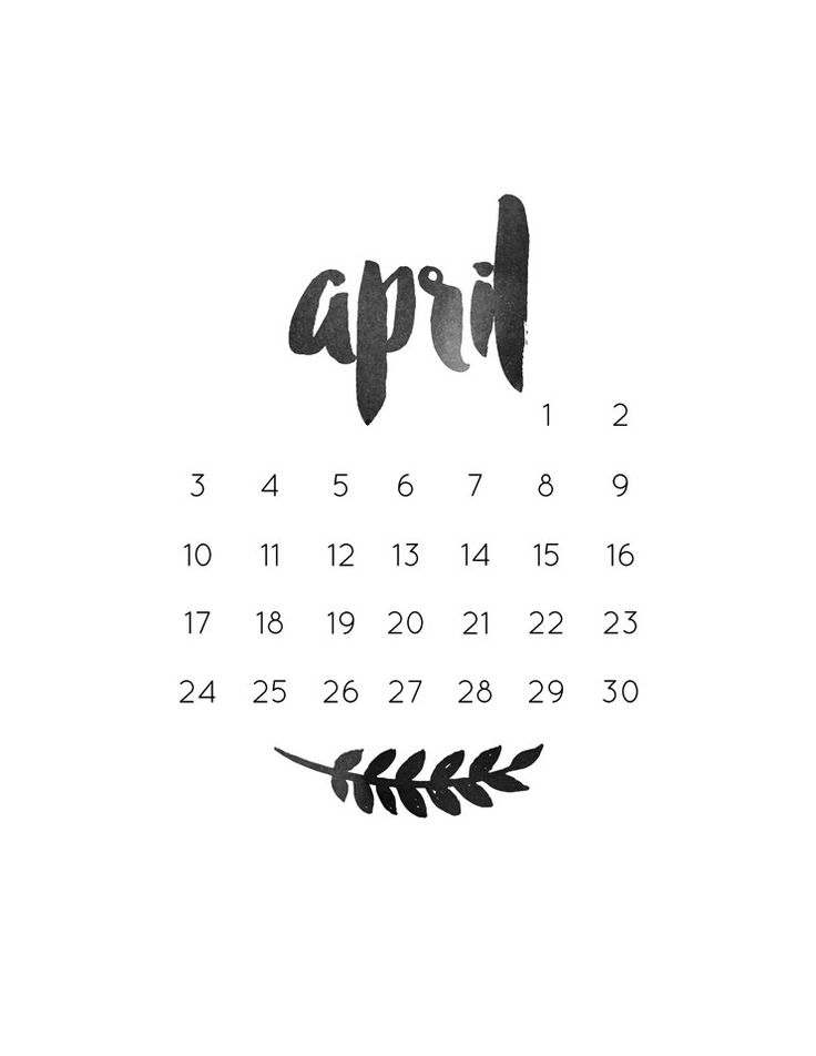 Calendar 2018 April