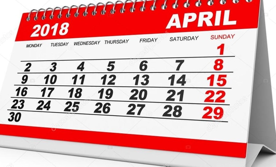 Calendar 2018 April