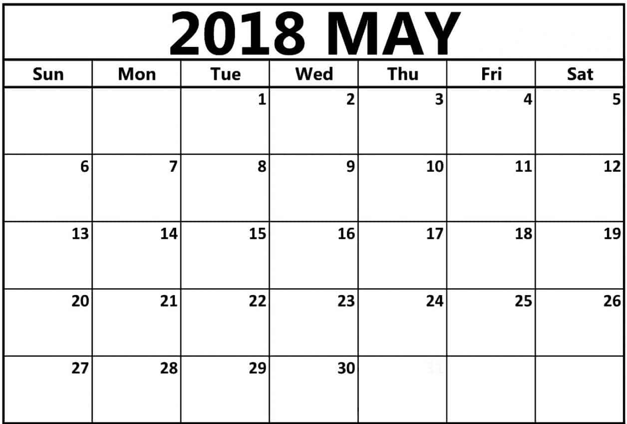 Calendar 2018 May