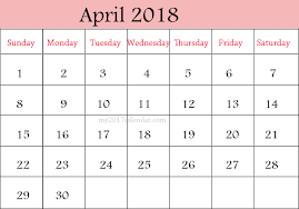 April Calendar Template