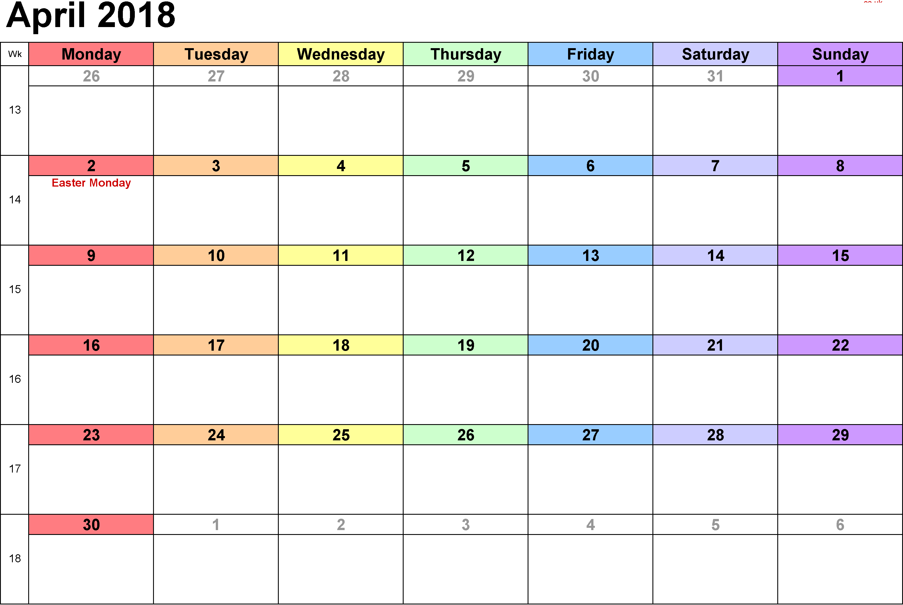 Editable April Calendar Template Oppidan Library