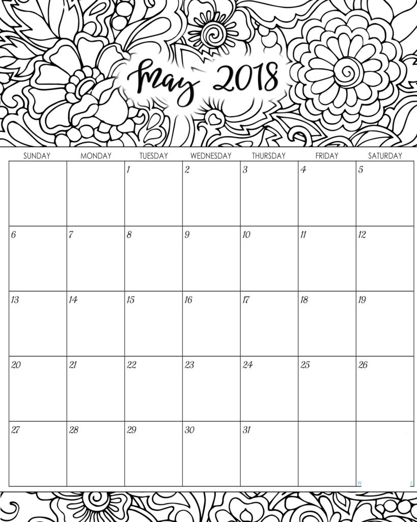 Printable May 2018 Calendar Pdf , Word Free | Oppidan Library