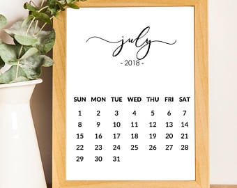 2018 July Calendar