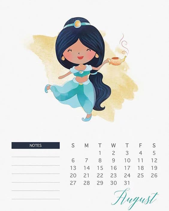August 2018 Printable Calendar 
