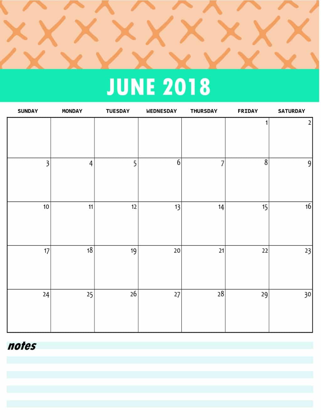  Calendar June 2018