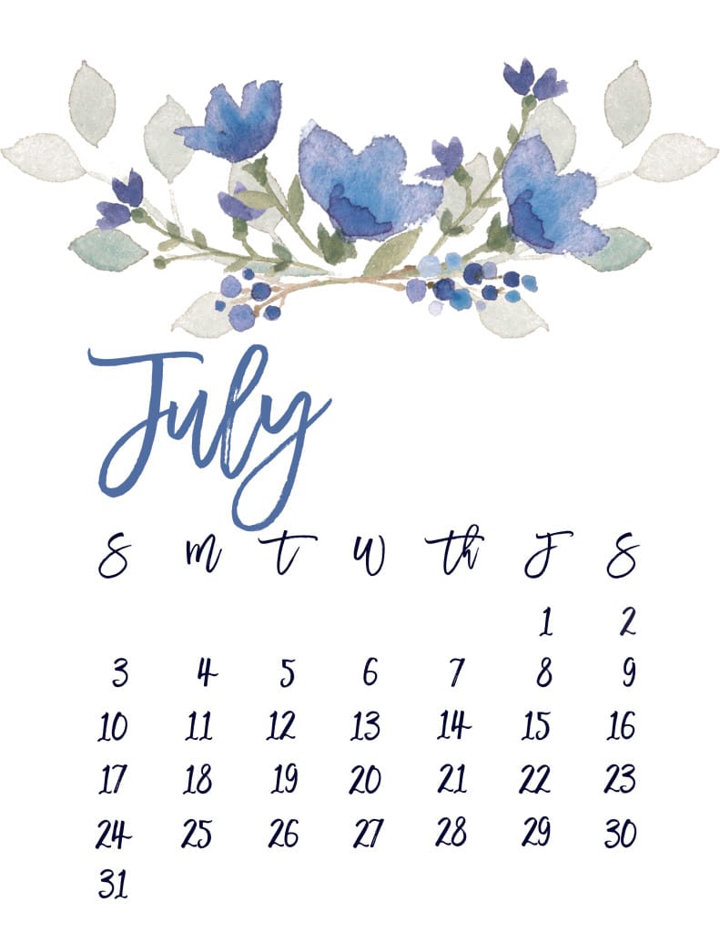 Calendar July 2018