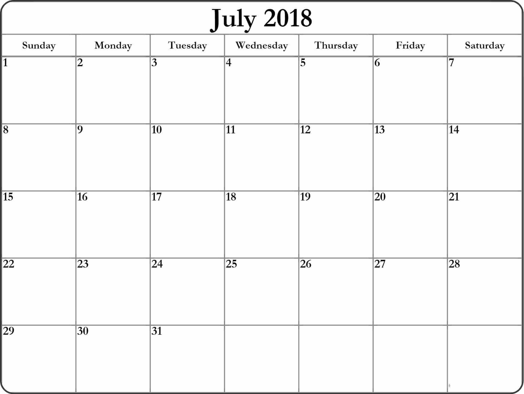 July 2018 Calendar