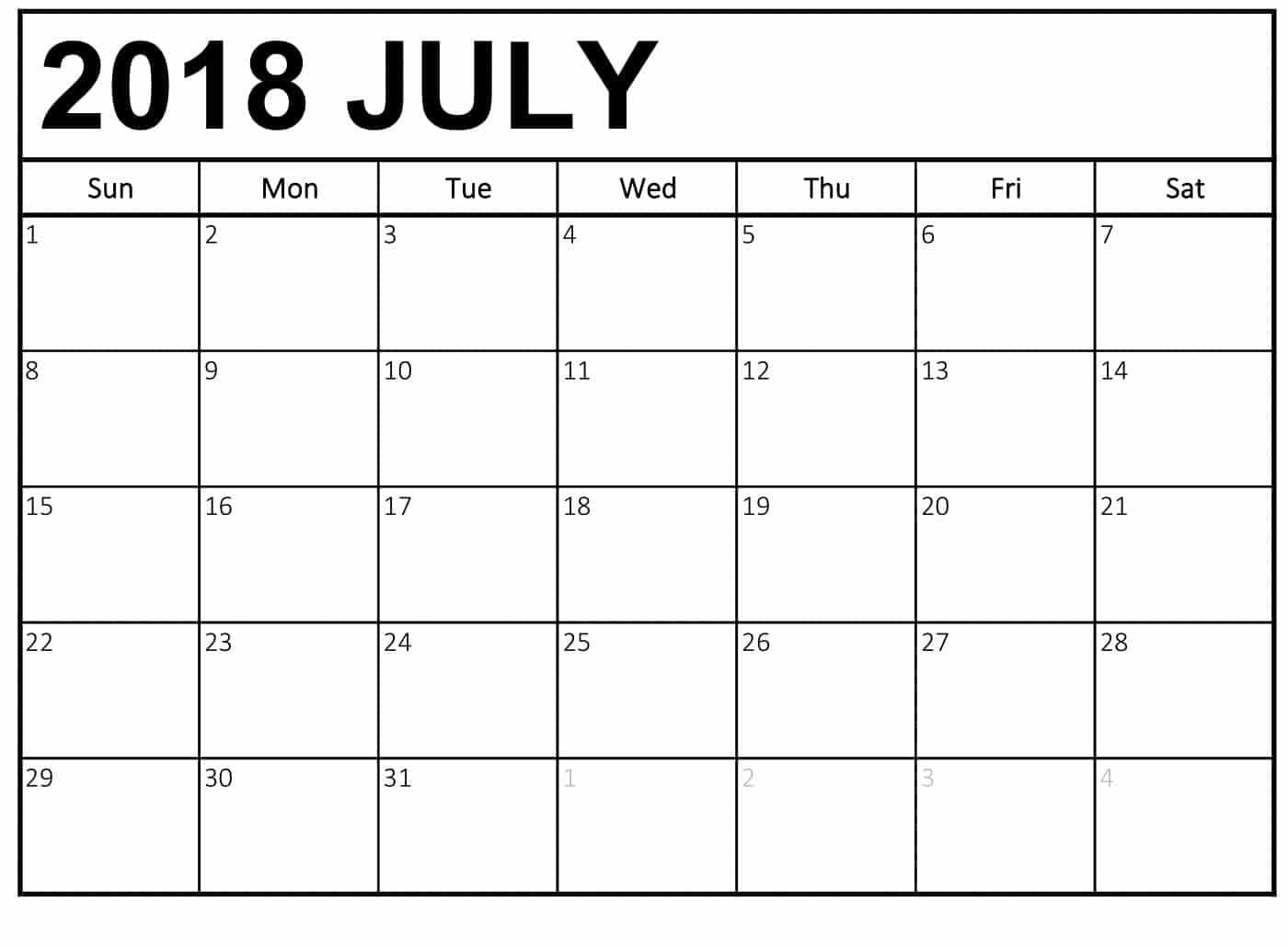 Calendar July 2018