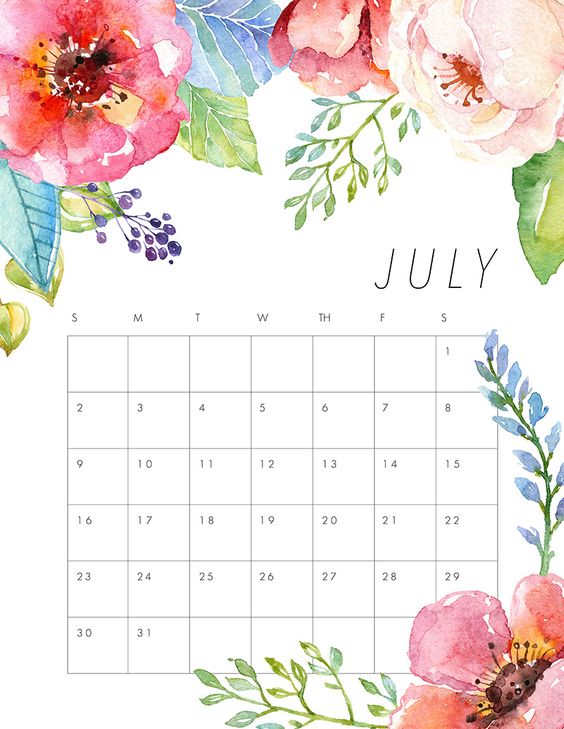  July 2018 Printable Calendar