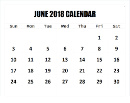 June 2018 Calendar Template 