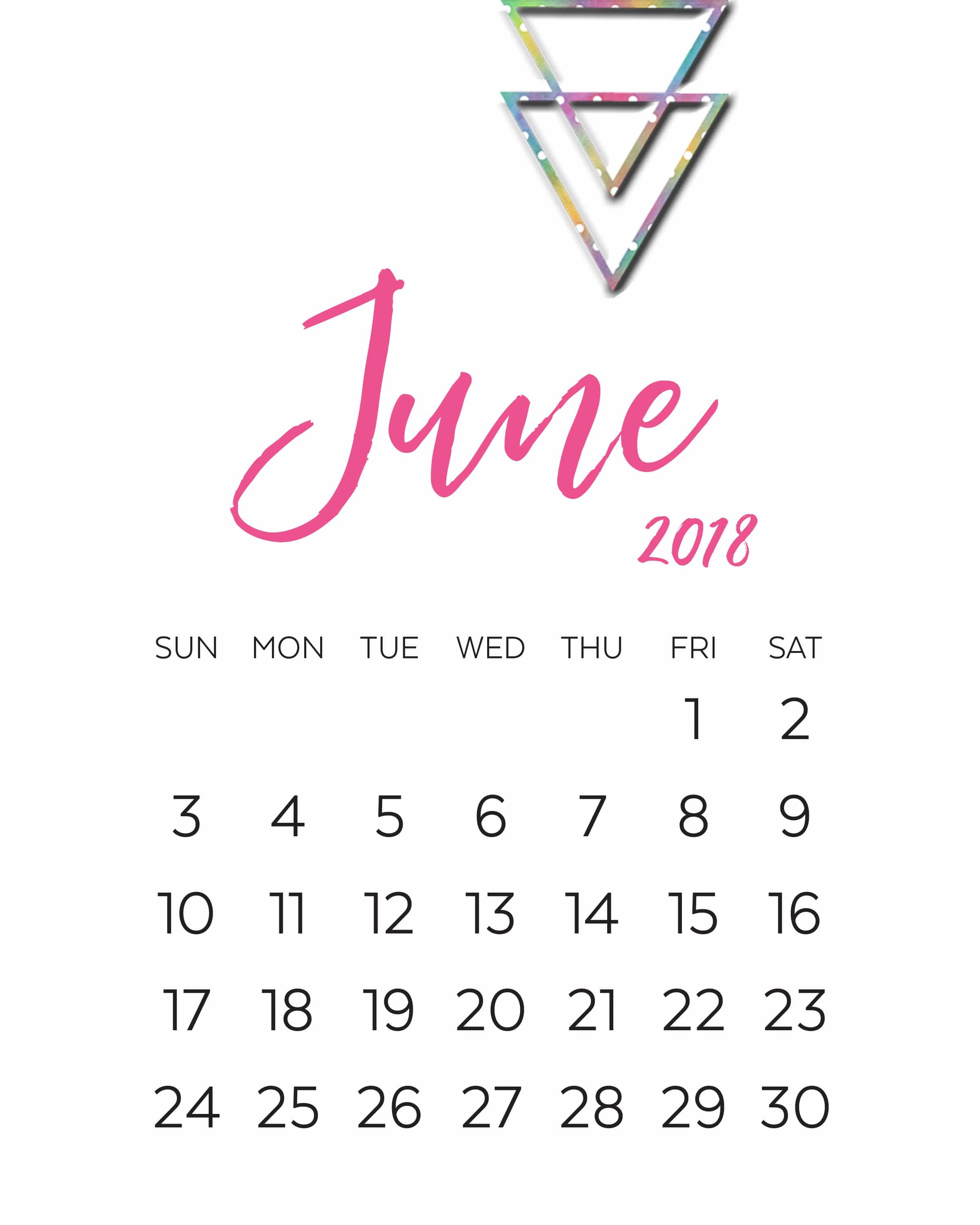 June 2018 Printable Calendar