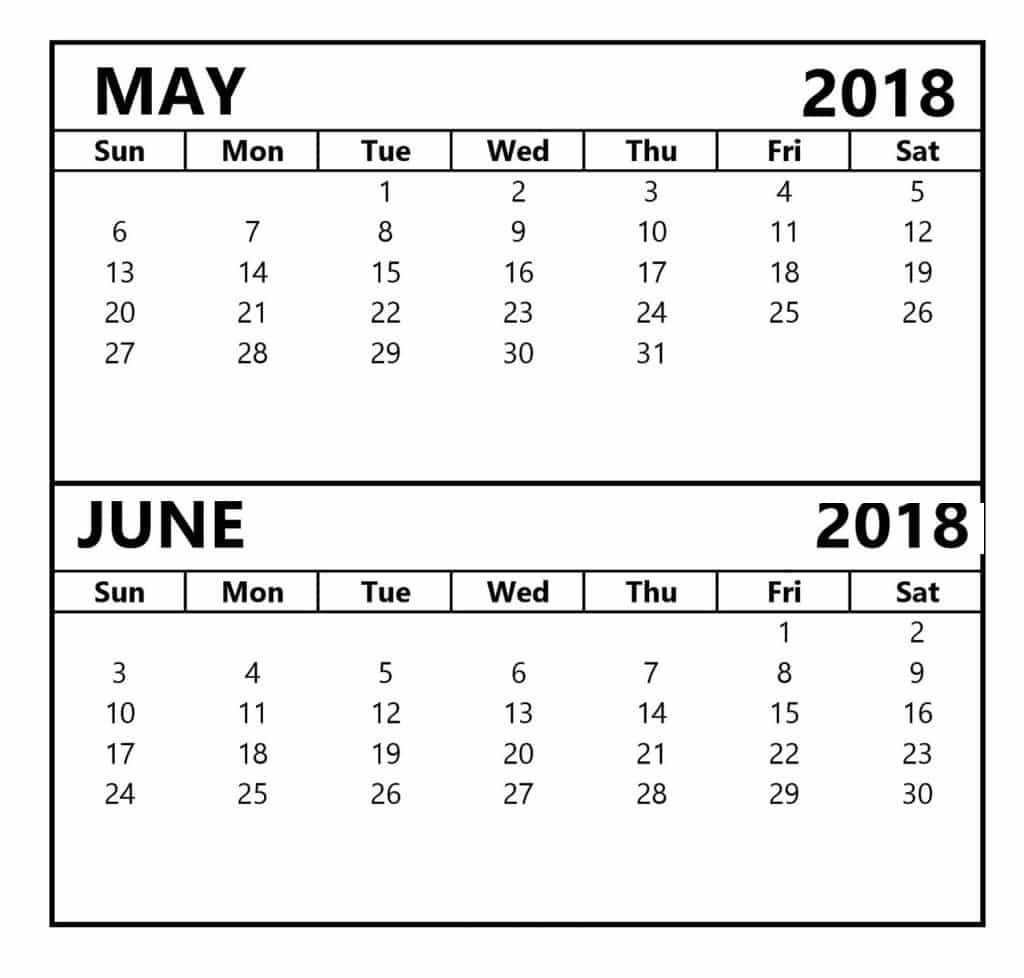 June 2018 Calendar Microsoft Word E1523052842586