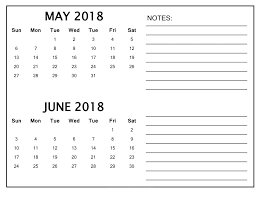 May June 2018 Calendar 