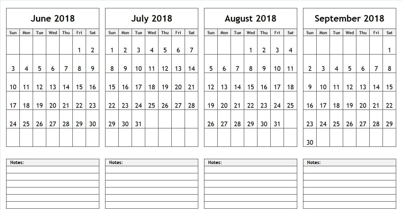 July August 2018 Calendar Templates