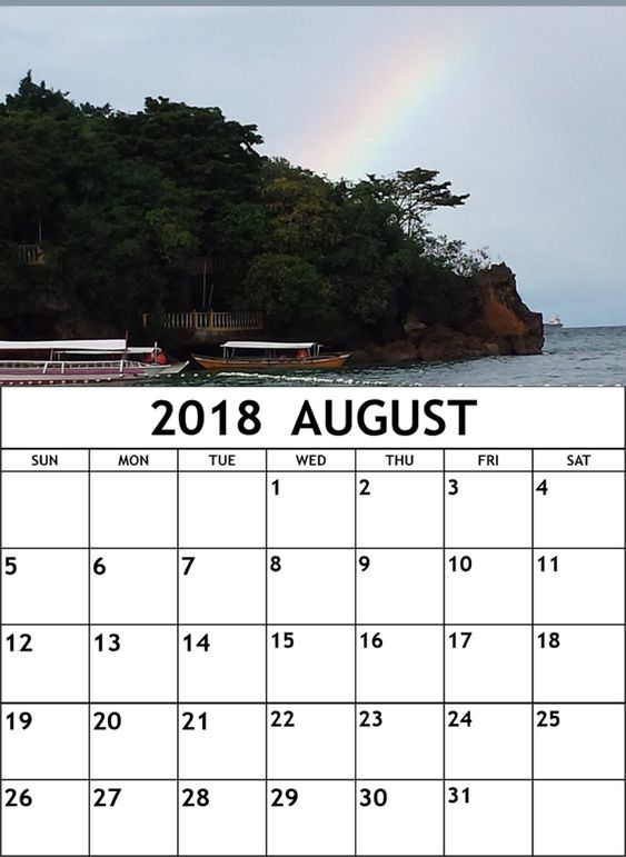  Printable August 2018 Calendar