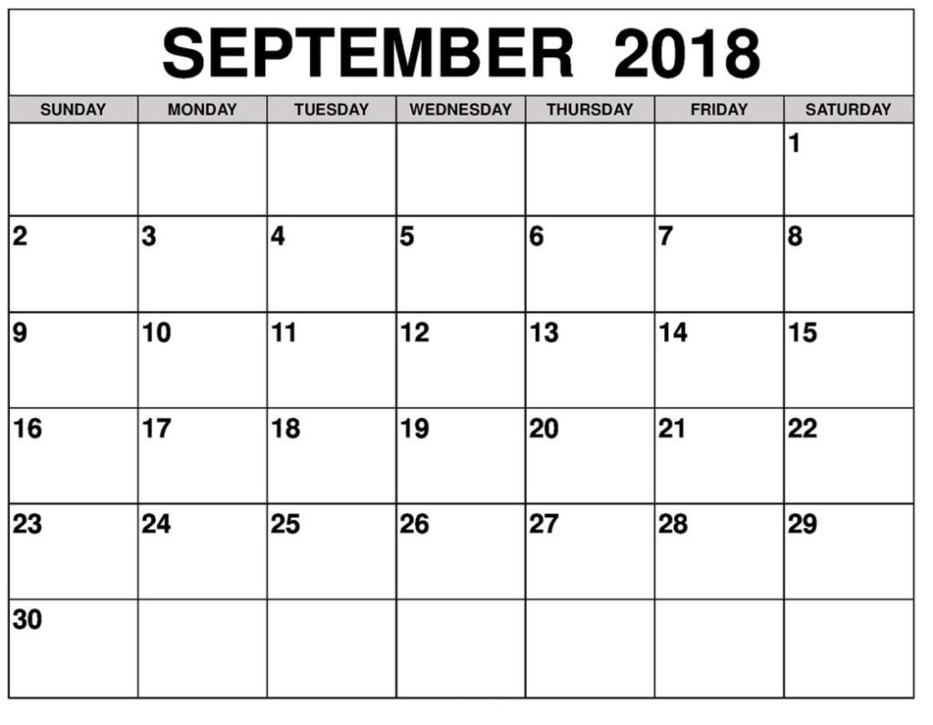 September 2018 Printable Calendar Desk Template | Oppidan Library