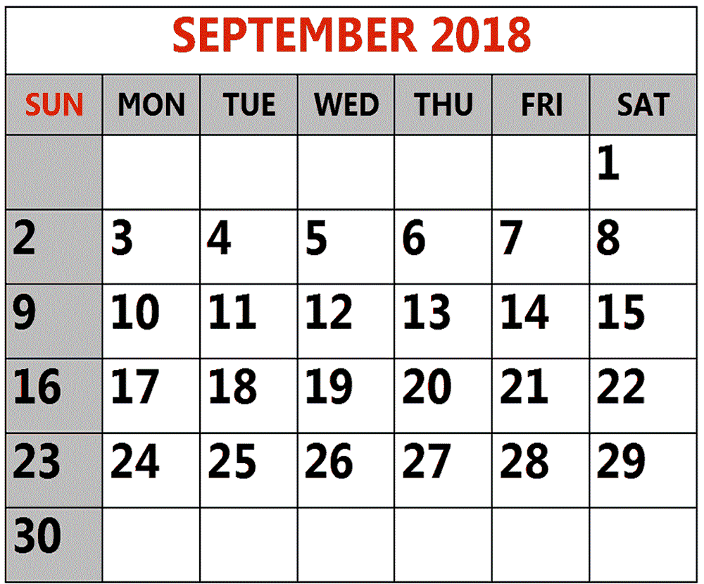 September 2018 Printable Calendar Desk Template | Oppidan Library