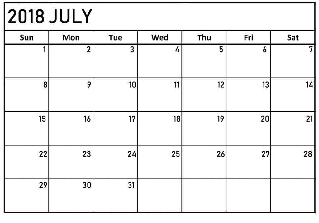 July Calendar For 2018 Oppidan Library