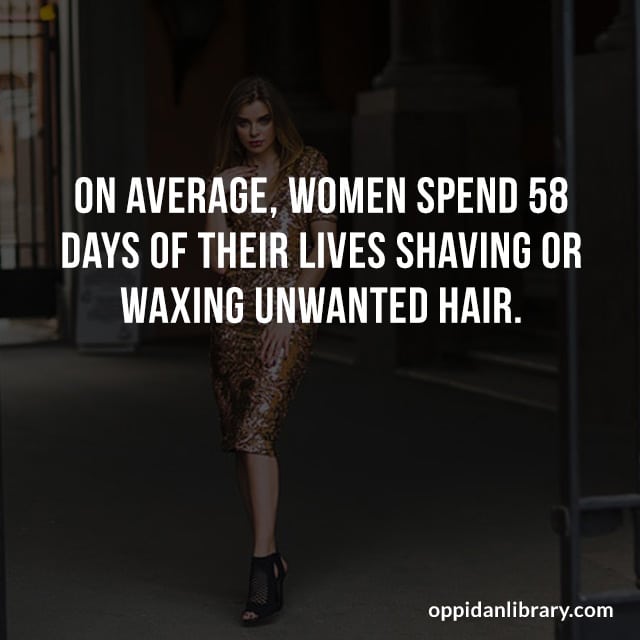 ON AVERAGE, WOMEN SPEND 58 DAYS OF THEIR LIVES SHAVING OR WAXING UNWANTED HAIR. 