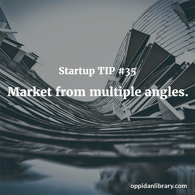 STARTUP TIP #35 MARKET FROM MULTIPLE ANGLES. 