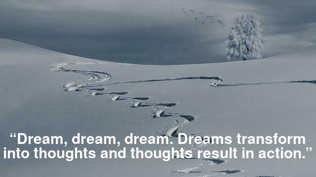 “Dream, dream, dream. Dreams transform into thoughts and thoughts result in action.”