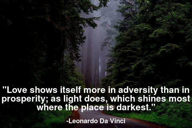 Love shows itself more in adversity than in prosperity; as light does, which shines most where the place is darkest.