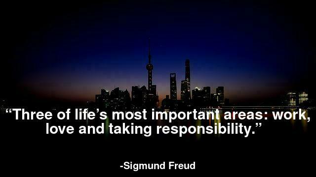 Three of life’s most important areas: work, love and taking responsibility.