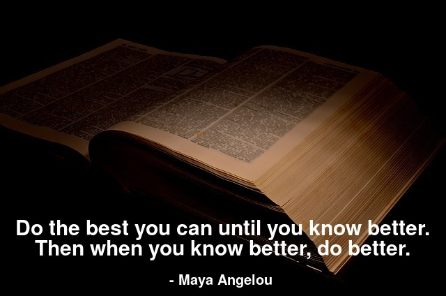 Do the best you can until you know better. Then when you know better, do better.
