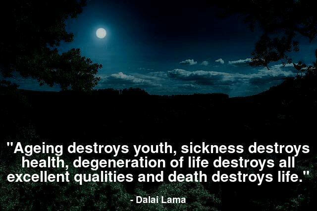 Ageing destroys youth, sickness destroys health, degeneration of life destroys all excellent qualities and death destroys life. 