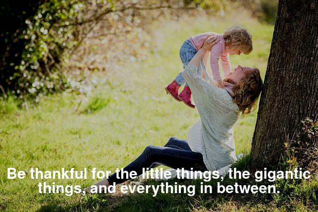 Be thankful for the little things, the gigantic things, and everything in between.