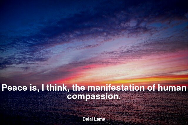 Peace is, I think, the manifestation of human compassion.