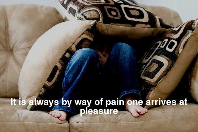 It is always by way of pain one arrives at pleasure. 