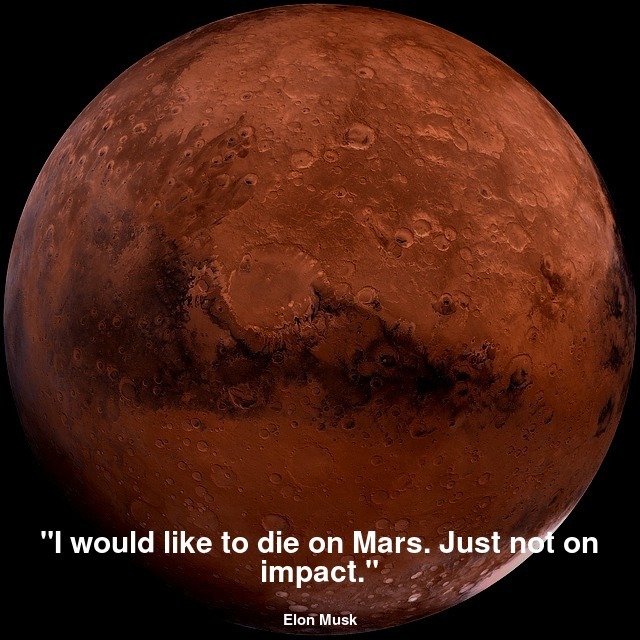 "I would like to die on Mars. Just not on impact."